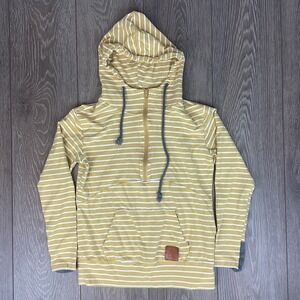 & Pullover 1/2 Zip Shirt Hooded‎ Hoodie Yellow Stripe Kangaroo Sweatshirt
